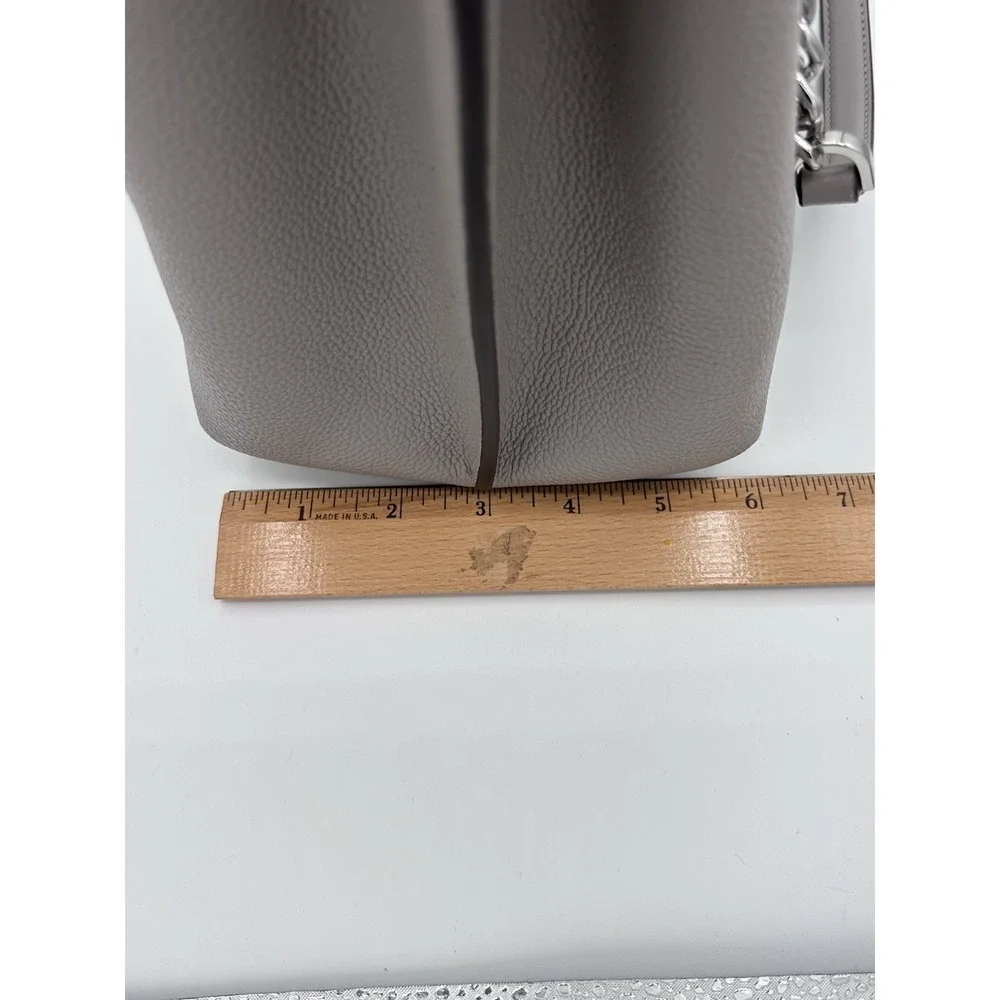 Michael Kors Teagan‎ Long Drop Satchel Pearl Grey Pebbled Leather NEW MSRP $448.